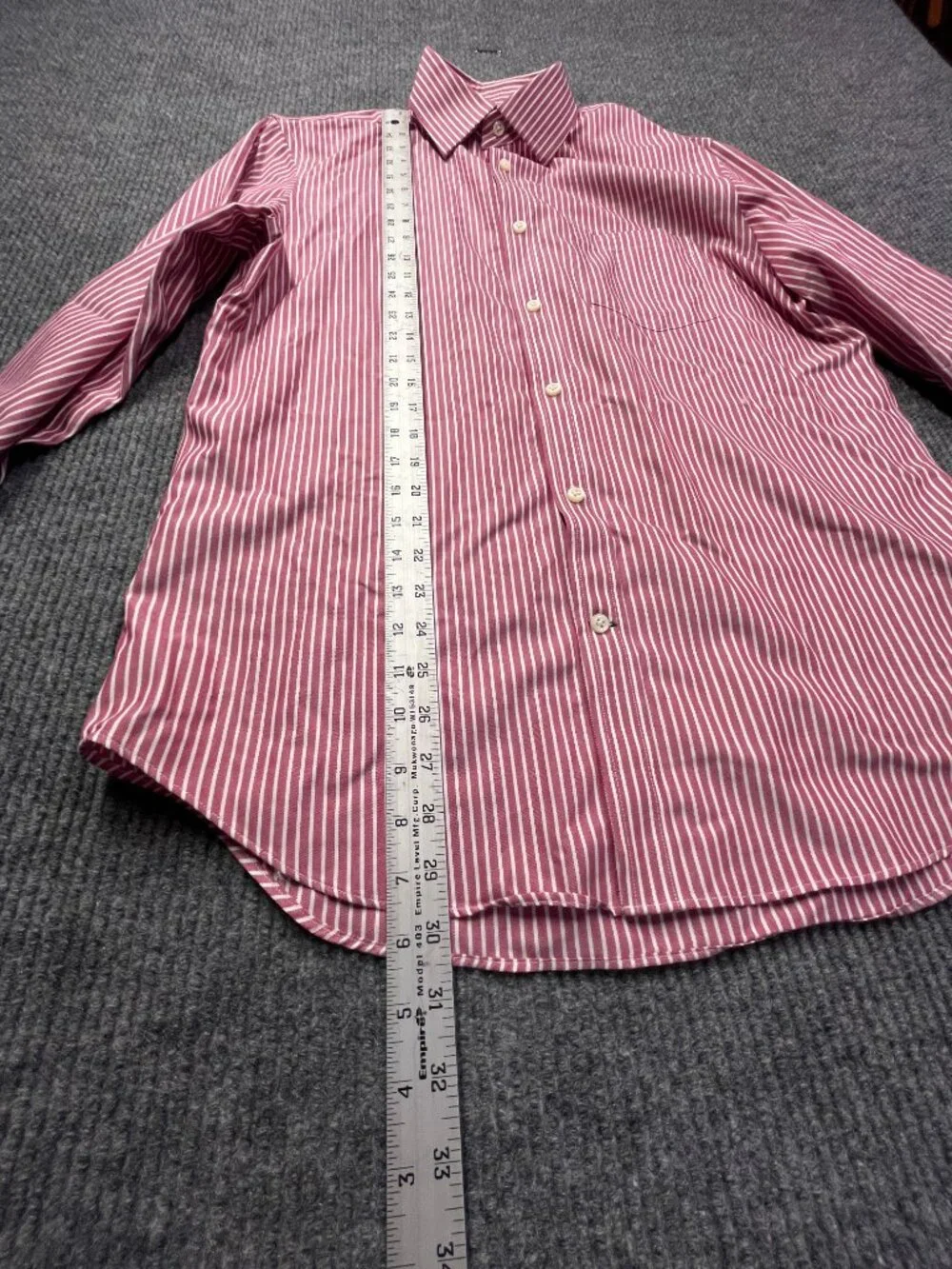 Banana Republic Button Up Shirt Medium Red White Stripes Collared Long Sleeve